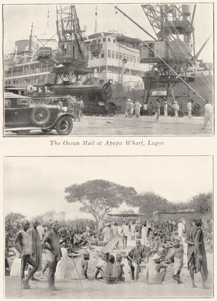 NIGERIA. Ocean mail at Apapa wharf, Lagos. A Ginger Market, Zaria Province 1936